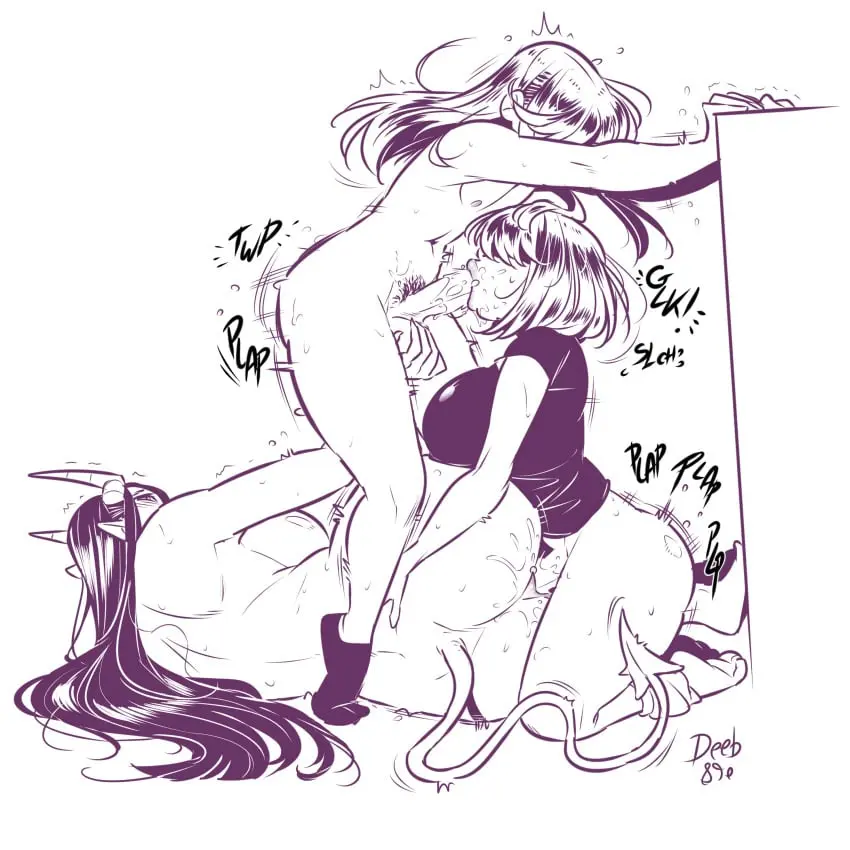 Image 1girls,2023,big_breasts,breasts,clothed,clothing,female,human,1boy,male,nude,oral,penis,threesome,big_ass,big_penis,sex,1futa,erection,fellatio,futa_on_female,futanari,intersex,kneeling,ponytail,horns,anal,femboy,demon,original_character,absurd_res,monochrome,dickgirl,bottomless,partially_clothed,male_on_futa,original_characters,succubus,more_at_source,femboy_on_female,hung_trap,deeb890,augie_(deeb890),mhyrielle_(deeb890),quinn_(deeb890)