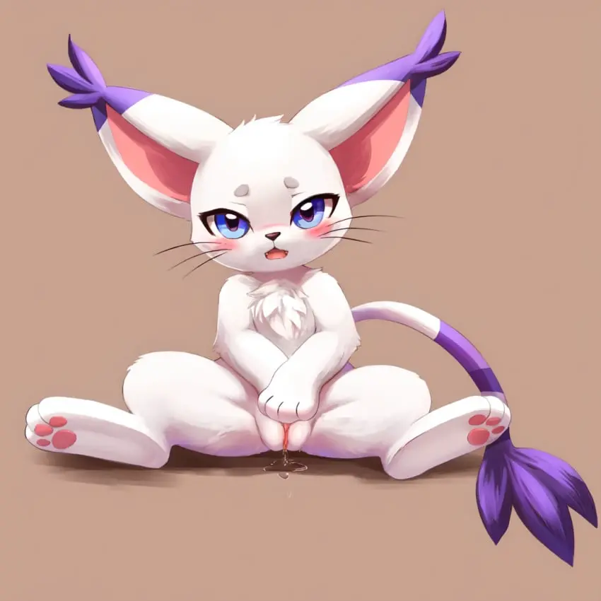 Image 1girls,blush,female,female_only,looking_at_viewer,open_mouth,solo,pussy,furry,tongue,ai_generated,anthro,pussy_juice,masturbation,fur,fangs,digimon,digimon_(species),gatomon,kittynai