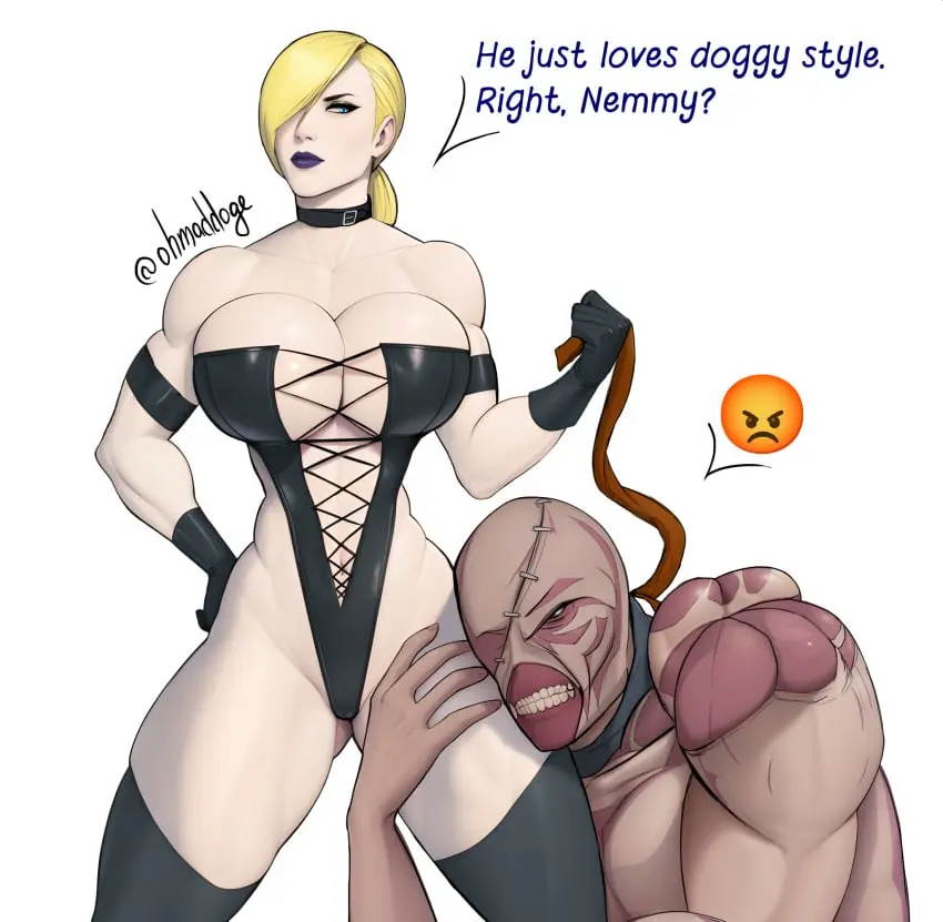 Image big_breasts,breasts,female,male,straight,blonde_hair,monster,stockings,collar,latex,revealing_clothes,bondage,skimpy_clothes,capcom,resident_evil,jill_valentine,resident_evil_5,nemesis_(resident_evil),jill_valentine_(blonde),lacing,ohmaddoge,jill_valentine_(julia_voth)
