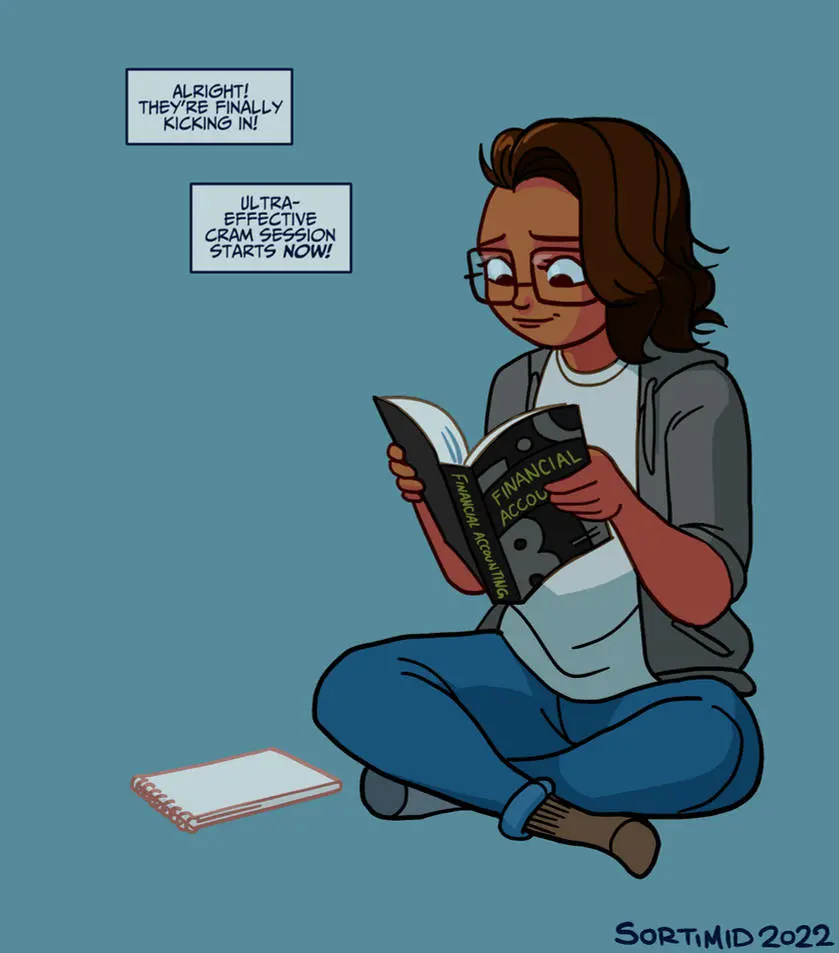 Image clothed,female,female_only,simple_background,solo,dark_skin,glasses,text,brown_hair,comic,transformation,thought_bubble,drugs,pre-transformation,sortimid