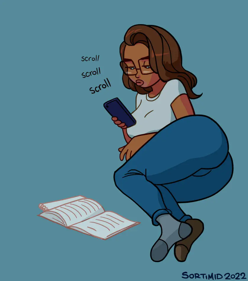 Image breasts,clothed,female,female_only,simple_background,solo,ass,dark_skin,glasses,text,brown_hair,comic,femsub,transformation,ass_expansion,breast_expansion,drugs,bimbofication,brain_drain,mid_transformation,sortimid