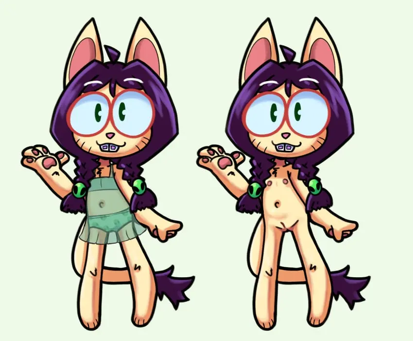 Image 1girls,female,female_only,hi_res,looking_at_viewer,nipples,smile,solo,pussy,furry,solo_female,eyewear,glasses,anthro,furry_female,tagme,purple_hair,braces,fur,paws,young,feline,furry_only,anthro_female,anthro_only,cub,pigtails,female_cub,ichduhernz,poni(ichduhernz)