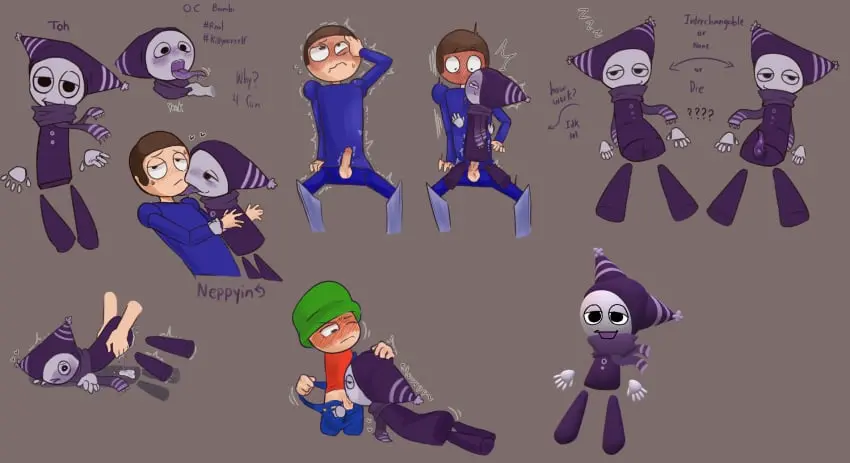 Image tongue,embarrassed,shy,size_difference,original_character,blowjob,oc,purple_body,blushing_profusely,fnf,fnf_mod,fnf_mods,friday_night_funkin,friday_night_funkin_mod,floating_hands,dave_and_bambi_mod,bambi_(moldygh),dave_(moldygh),neppyin