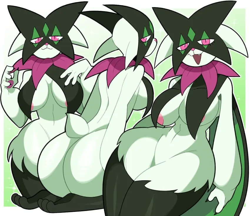 Image 1girls,breasts,female,female_only,looking_at_viewer,smile,solo,pokemon,pokemon_(species),ass,thick_thighs,wide_hips,areolae,smiling_at_viewer,pink_eyes,thick_ass,absurd_res,nintendo,smug,narrowed_eyes,slit_pupils,pokémon_(species),generation_9_pokemon,meowscarada,inner_sideboob,idolomantises,mothmilfs