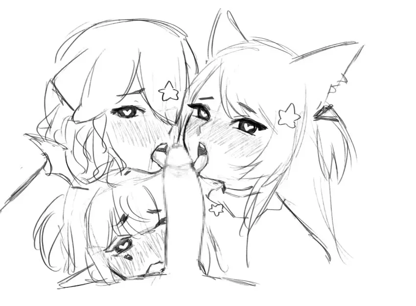 Image female,heart-shaped_pupils,multiple_girls,virtual_youtuber,3girls,foursome,indie_virtual_youtuber,drawn,collaborative_fellatio,annytf,bao_(vtuber),camila_(vtuber),otjareniy,vedal987