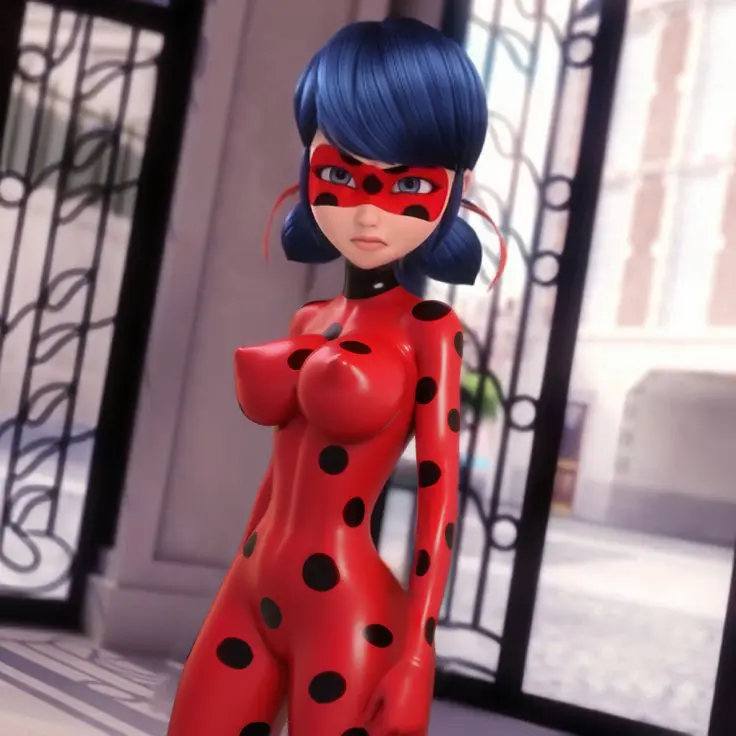Image 1girls,big_breasts,breasts,female,female_only,solo,blue_eyes,blue_hair,ai_generated,twintails,bodysuit,miraculous_ladybug,ladybug_(character),marinette_dupain-cheng,polka_dot,marinette_cheng,warmachine0001