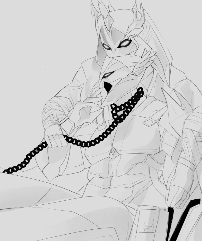 Image male,faceless_male,muscular,2boys,male_only,fortnite,glowing_eyes,monochrome,fortnite:_battle_royale,hood,armor,crown,helmet,gas_mask,ares,hades,hades_(fortnite),armored,ares_(fortnite),chain_around_neck,daylightsavior