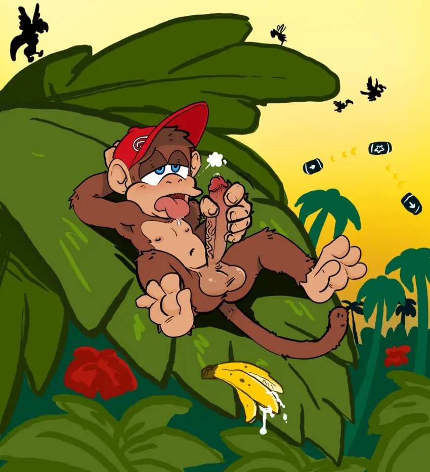Image clothing,hi_res,open_mouth,solo,blue_eyes,cum,male,nude,penis,hat,erection,humanoid_penis,headwear,feet,male_only,headgear,anthro,looking_pleasured,nintendo,genital_fluids,masturbation,bodily_fluids,fur,genitals,mammal,humanoid_genitalia,brown_fur,toes,boner,penile,brown_body,penile_masturbation,donkey_kong_(series),monkey,haplorhine,primate,diddy_kong,pervypocket