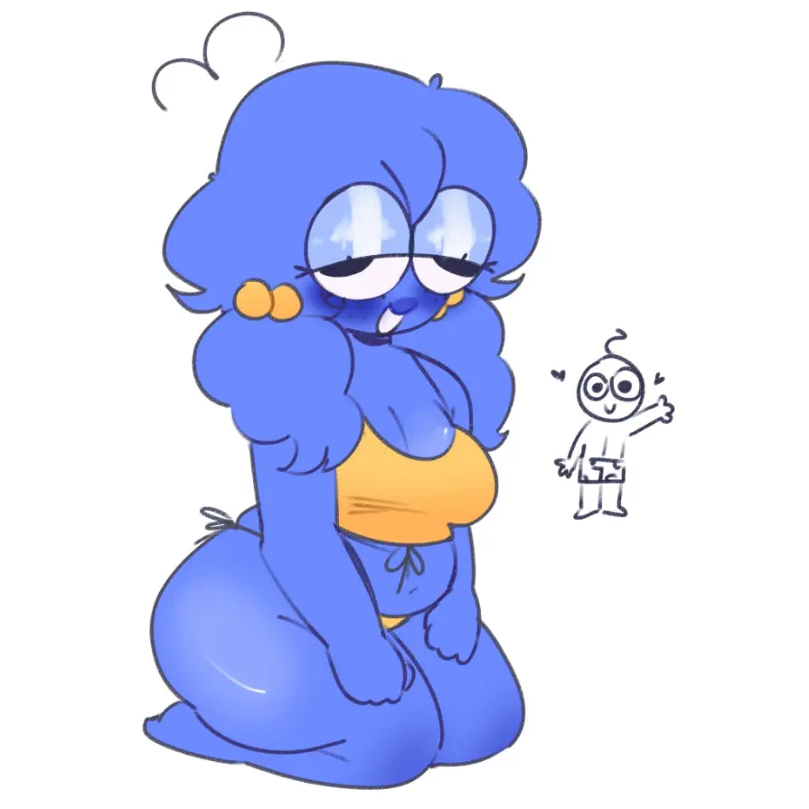 Image breasts,female,bikini,swimsuit,chubby_female,blue_body,pim_(smiling_friends),smiling_friends,twitter_user_oc,audibleunable