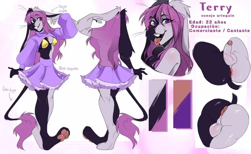 Image breasts,clothing,hi_res,long_hair,solo,penis,tail,tongue_out,tongue,ass,small_breasts,erection,futanari,intersex,areola,eyebrows,teeth,balls,hair,anthro,anus,spread_legs,spreading,purple_eyes,purple_hair,skirt,fur,genitals,mammal,multicolored_body,two_tone_body,black_body,foreskin,uncircumcised,feline,retracted_foreskin,white_body,tuft,hybrid,white_fur,lagomorph,leporid,rabbit,felid,areola_slip,domestic_cat,felis,perineum,black_fur,bottomwear,pawpads,backsack,model_sheet,translucent,translucent_hair,tail_tuft,eyebrow_through_hair,drredhusky83,nervouscherry,terry_(drredhusky83)