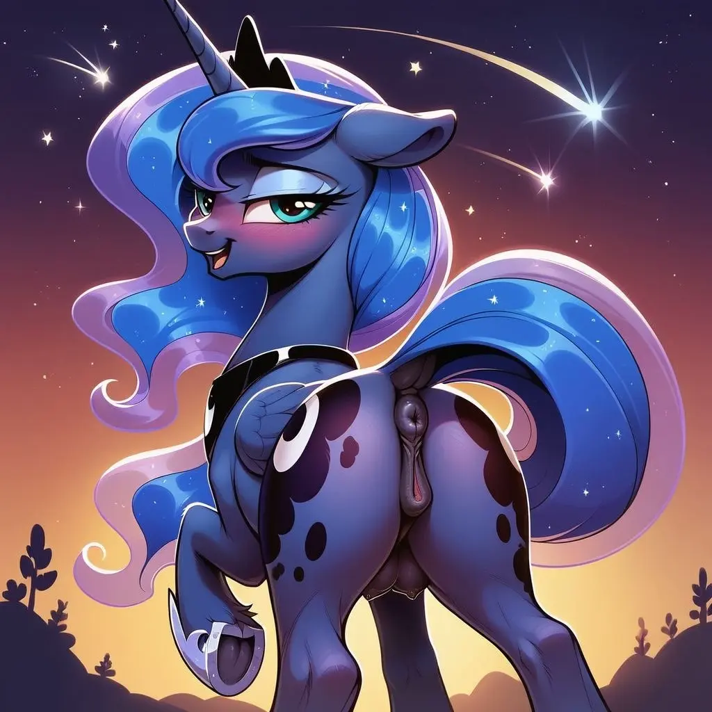 Image female,smile,solo,blue_eyes,blue_hair,pussy,tail,furry,ai_generated,hair,anus,fur,horn,furry_only,friendship_is_magic,hasbro,my_little_pony,princess_luna_(mlp),blue_fur,animal_genitalia,animal_pussy,cutie_mark,equine_genitalia,equine_pussy,equid,equine,horse,pony,quadruped,alicorn