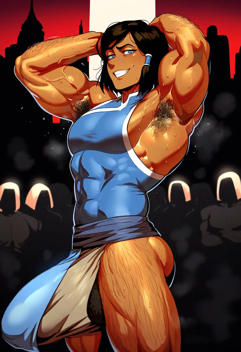 Image looking_at_viewer,smile,1boy,male,sweat,erection,veins,dark-skinned_male,dark_skin,muscular,muscular_male,armpits,ai_generated,arms_up,grin,nai_diffusion,sweatdrop,smug,bulge,erection_under_clothes,pecs,steaming_body,armpit_fetish,steam,sweating,abs,smirk,vein,pectorals,bulge_through_clothing,rule_63,muscles,avatar_legends,water_tribe,hairy,arm_hair,body_hair,armpit_hair,muscular_arms,muscular_thighs,leg_hair,korra,the_avatar,the_legend_of_korra,veiny_muscles,gloopai,ambush_(trap),dark-rule_63