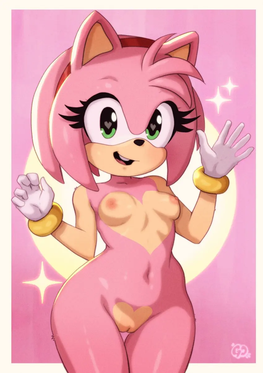 Image female,hi_res,looking_at_viewer,nipples,simple_background,smile,solo,navel,nude,small_breasts,anthro,absurd_res,mammal,amy_rose,sega,sonic_(series),sonic_the_hedgehog_(series),erect_nipples,markings,gesture,pink_body,heart_symbol,waving,heart_eyes,hedgehog,heart_(marking),eulipotyphlan,gravydood