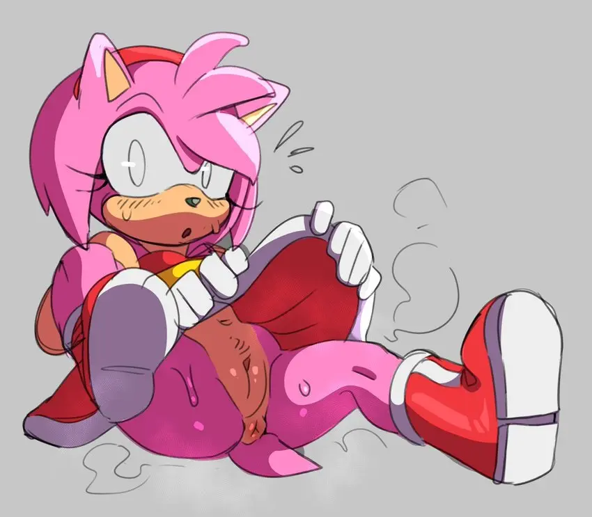 Image 1girls,female,pussy,sweat,tail,vagina,anus,sitting,lifted_by_self,no_panties,red_dress,surprised,steam,amy_rose,sega,sonic_(series),sonic_the_hedgehog_(series),full_body,boots,skirt_lift,caught,pink_fur,spazkid,goldsden