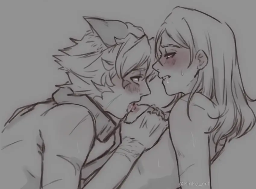 Image 1girls,blush,breasts,breasts_out,female,1boy,male,bare_shoulders,kemonomimi,medium_breasts,looking_at_partner,black_and_white,grabbing_another's_breast,breast_grab,breast_sucking,fox_ears,fox_tail,eye_contact,self_insert,straight_sex,fox_humanoid,no_color,kemono,boyfriend_to_death,ren_hana,grabbing_breasts,licking_breast,licking_nipples,breast_lick,kinko_art,you_kill_me_every_time