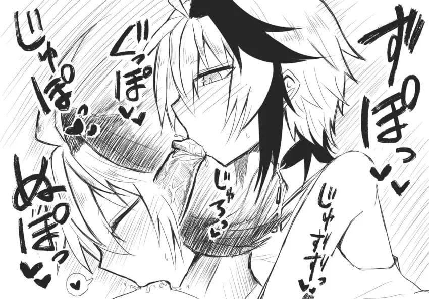 Image 1girls,female,1boy,male,oral,penis,short_hair,choker,fellatio,veiny_penis,dress,saliva,pov,monochrome,oral_sex,looking_at_penis,heart,translation_request,vocaloid,speech_bubble,tomboy,greyscale,no_color,cross-laced_clothes,v_flower,cross-laced_dress,kurakumo_nue