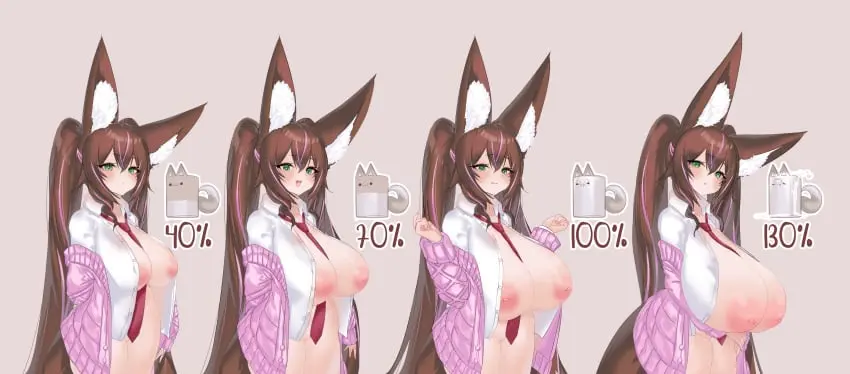 Image big_breasts,blush,breasts,clothed,clothing,exposed_breasts,female,hi_res,long_hair,looking_at_viewer,nipples,open_mouth,shirt,smile,solo,pussy,humanoid,multicolored_hair,areola,smiling_at_viewer,open_smile,hair,huge_breasts,milk,text,green_eyes,animal_humanoid,absurd_res,brown_hair,inverted_nipples,canid,canine,genitals,mammal,canine_humanoid,expansion,necktie,sweater,mammal_humanoid,topwear,breast_expansion,highlights_(coloring),canid_humanoid,fox_humanoid,pantsless,pink_highlights,twintails_(hairstyle),plushmallow,xeirno