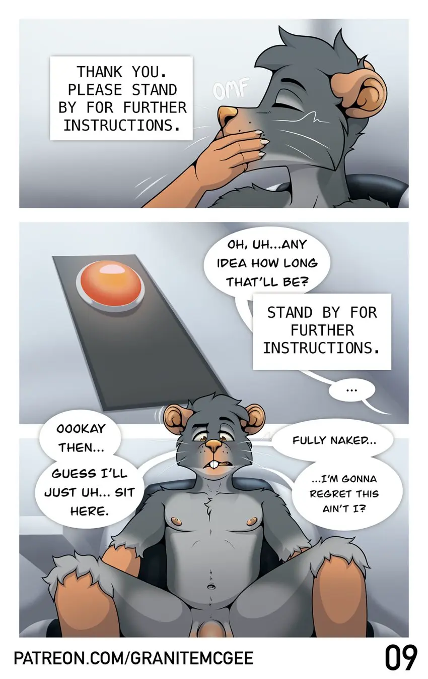 Image hi_res,nipples,solo,male,penis,humanoid_penis,teeth,balls,anthro,sitting,closed_eyes,comic,flaccid,fur,genitals,grey_body,grey_fur,mammal,dialogue,english_text,text_box,front_view,humanoid_genitalia,speech_bubble,murid,buckteeth,murine,rat,rodent,page_number,whiskers,page_9,eating,laboratory,drugs,circumcised,pills,granitemcgee,pushbutton