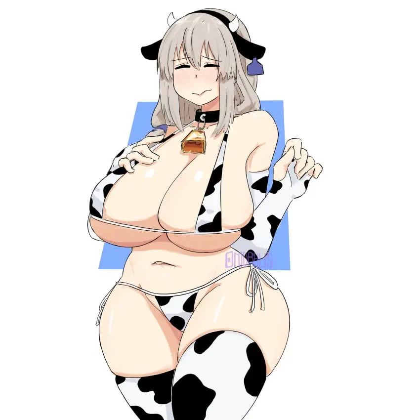 Image 1girls,breasts,female,female_only,large_breasts,solo,thighhighs,thighs,milf,wide_hips,closed_eyes,cow_print,mature_female,high_resolution,cow_ears,uzaki-chan_wa_asobitai!,uzaki_tsuki,very_high_resolution,cowbell,nidraws