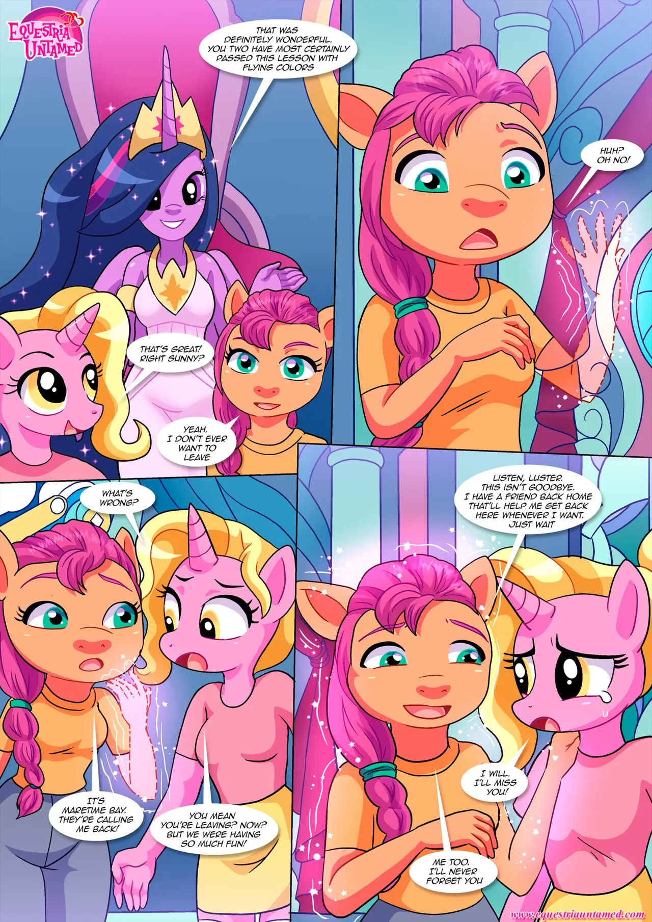 Image female,text,tagme,comic,horn,english_text,friendship_is_magic,hasbro,my_little_pony,twilight_sparkle_(mlp),bbmbbf,palcomix,page_16,princess_twilight_sparkle_(mlp),mlp_g5,equestria_untamed,sunny_starscout_(mlp),lesson_for_the_generations,queen_twilight_sparkle_(mlp),luster_dawn_(mlp)