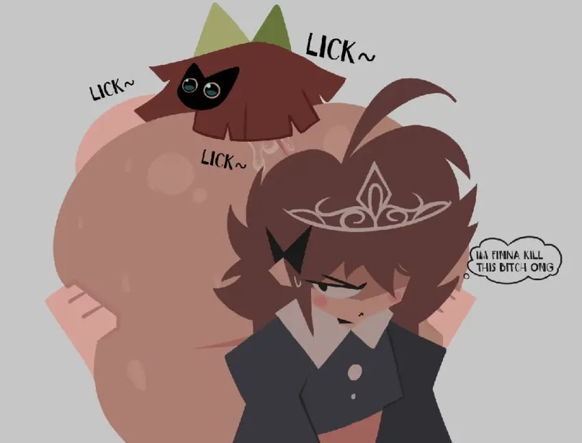 Image blush,bow,breasts,female,light-skinned_female,shirt,white_background,2girls,multiple_girls,oral,short_hair,sweat,ass,big_ass,text,hairclip,brown_hair,dark-skinned_female,saliva,oral_sex,yuri,sound_effects,ass_grab,oral_penetration,white_body,female/female,speech_bubble,lesbian,rimming,crown,tagme_(artist),eating_ass,fundamental_paper_education,anilingus,dress_collar,claire_(fundamental_paper_education),alice_(fundamental_paper_education),vinttt