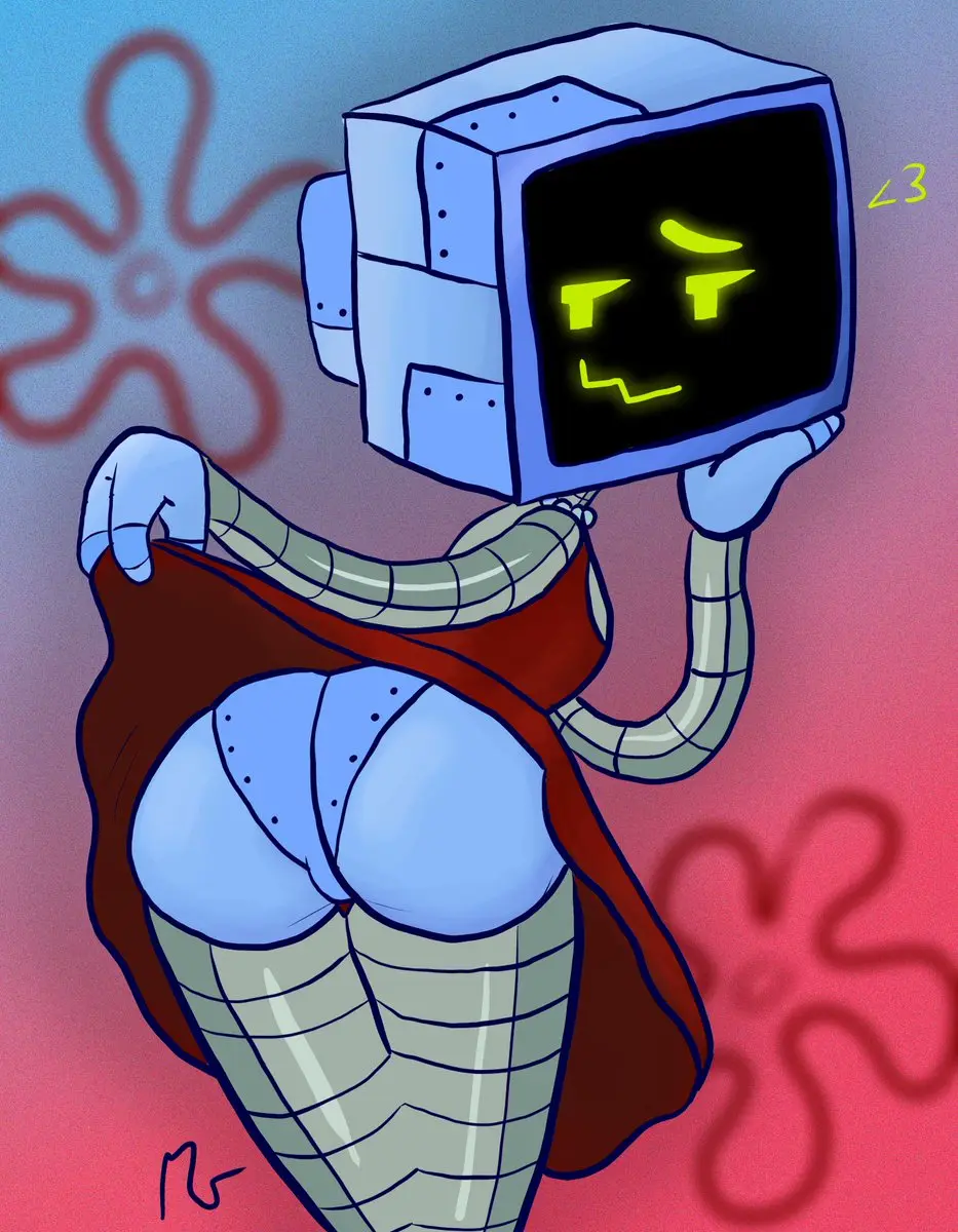 Image female,bedroom_eyes,humanoid,2d,necklace,artist_signature,red_dress,2024,computer,robot,robot_girl,robot_humanoid,upskirt,heart_(marking),<3,nickelodeon,screen_face,lifting_dress,karen_plankton,spongebob_squarepants,tv_head,ass_shot,eyebrow_raise,rivets