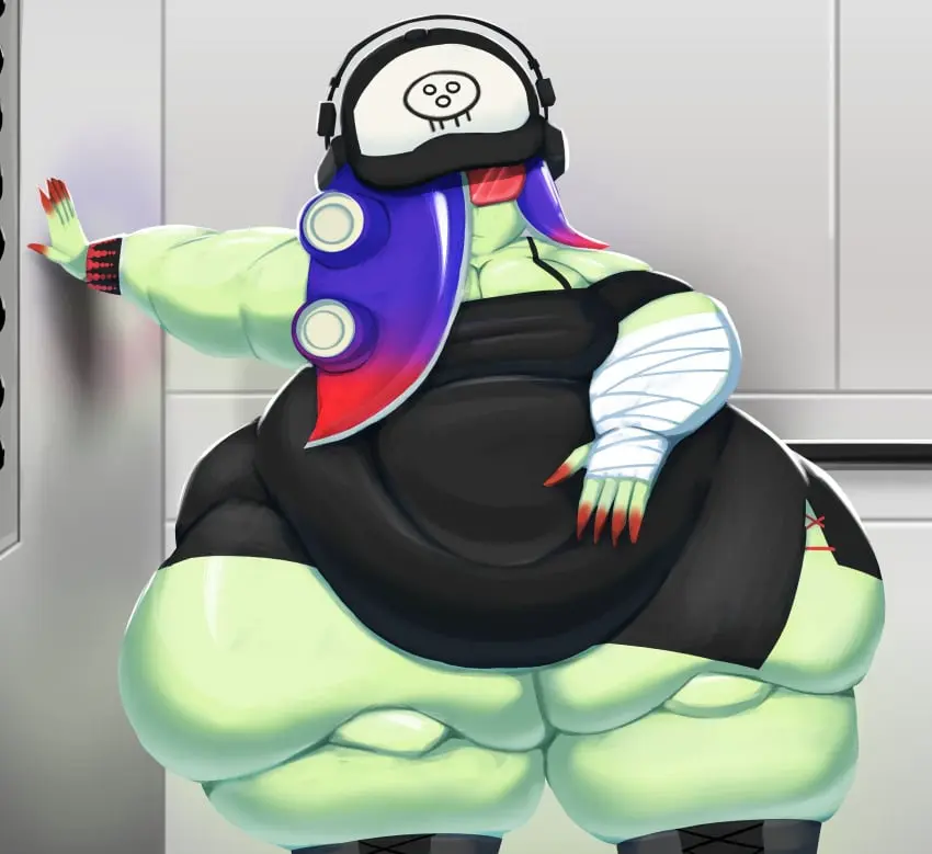 Image 1girls,female,female_only,solo,thick_thighs,solo_female,green_skin,nintendo,splatoon,splatoon_3,fat,overweight,overweight_female,tinted_eyewear,fat_fetish,morbidly_obese,morbidly_obese_female,obese,ssbbw,acht_(splatoon),dedf1sh,octoling,obese_female,massive_thighs,fat_thighs,fat_belly,splatoon_3:_side_order,red-tinted_eyewear,shweetmagnet