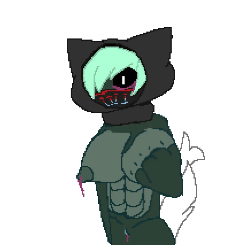 Image big_breasts,blush,breasts,female,green_skin,original_character,abs,pussy_juice_drip,hood,mask,hand_on_breast,zombie_girl,leaking_milk,mint_hair,pussy_visible,petunia_(roseyimmy)