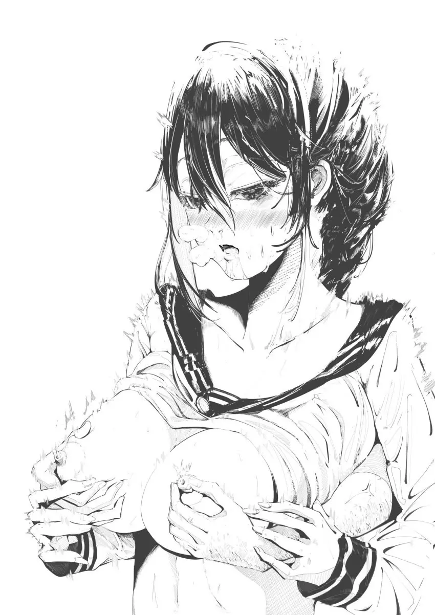 Image drooling,sweating,disembodied_hands,jujutsu_kaisen,nipple_play,amanai_riko