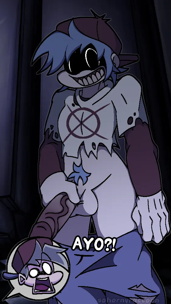 Image looking_at_viewer,open_mouth,pants,smile,blue_hair,male,penis,hat,smiling,smiling_at_viewer,watermark,male_only,teeth,teeth_showing,pants_down,text,shocked,alternate_version_available,pubic_hair,self_upload,white_shirt,surprised,male_focus,blue_pants,holding_penis,ripped_clothing,hand_on_penis,friday_night_funkin,friday_night_funkin_mod,red_hat,penis_out,boyfriend_(friday_night_funkin),showing_off,showing_teeth,ripped_pants,showing_penis,hit_single_(fnf_mod),jaw_drop,screenshot_background,shadow_on_eyes,silly_billy,sohornyraccoon,yourself_(divide)