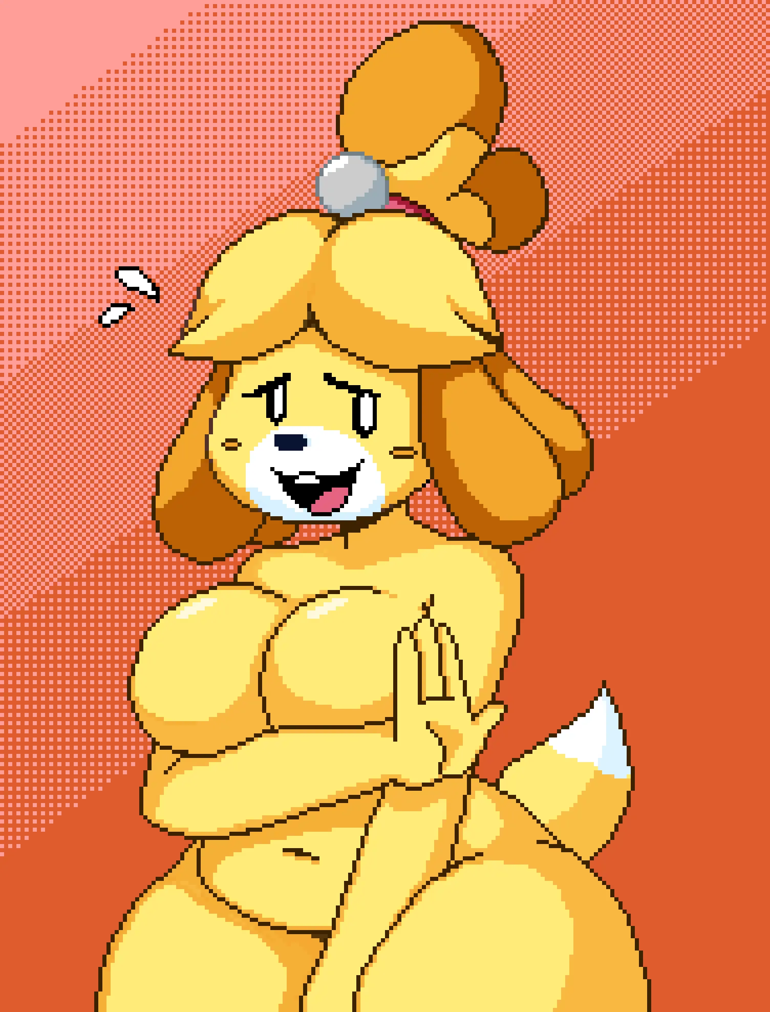 Image 1girls,big_breasts,breasts,female,female_only,hi_res,open_mouth,smile,solo,standing,navel,nude,tail,furry,wide_hips,embarrassed,cleavage,huge_breasts,anthro,furry_female,nude_female,completely_nude,sweatdrop,nintendo,completely_nude_female,slightly_chubby,canine,domestic_dog,fur,mammal,yellow_body,yellow_fur,animal_crossing,black_nose,isabelle_(animal_crossing),chubby,furry_only,4_fingers,anthro_only,female_anthro,front_view,covering,short_tail,pixel_art,covering_breasts,shih_tzu,flying_sweatdrops,embarrassed_nude_female,enf,covering_self,starrock64
