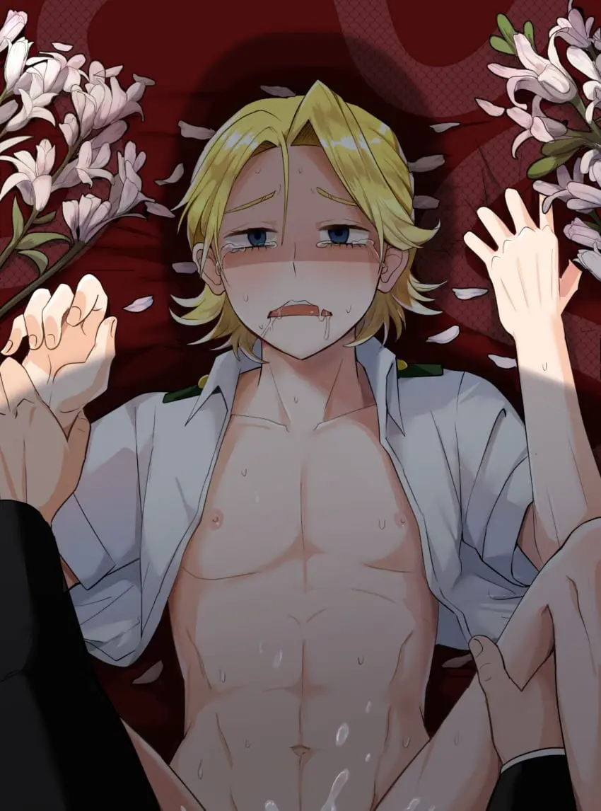 Image blush,cum,male,male_only,yaoi,cum_in_pussy,blonde_hair,crying,my_hero_academia,crying_with_eyes_open,blonde_hair_male,all_for_one,aoyama_yuuga,yuuga_aoyama