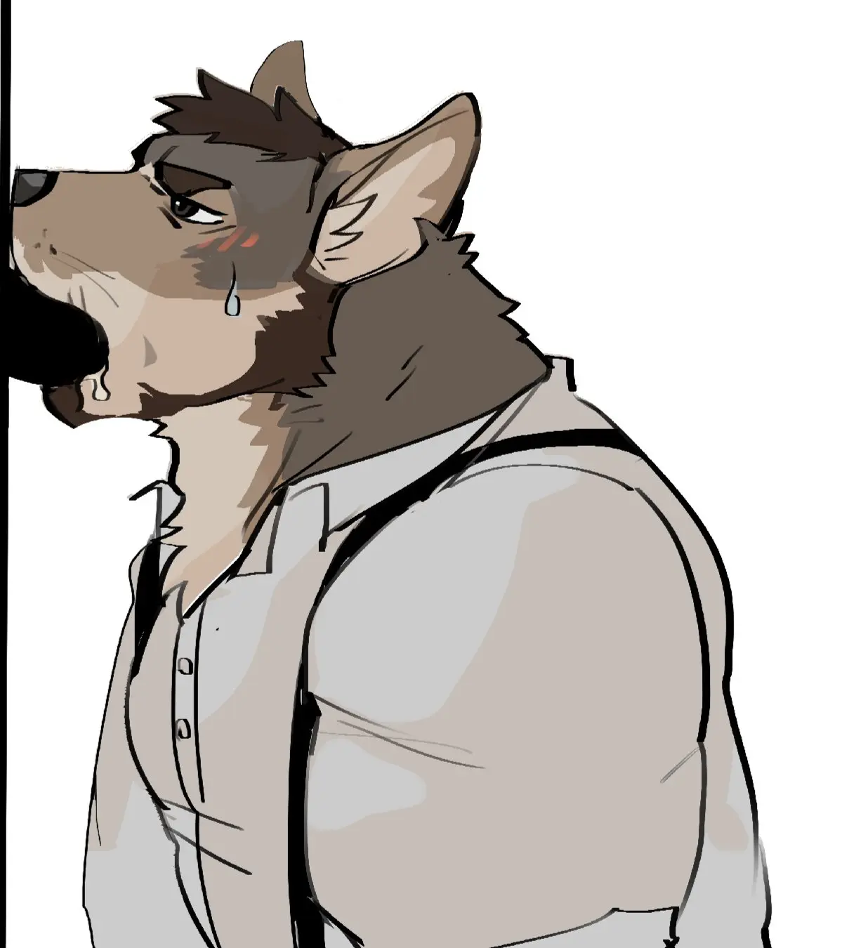 Image blush,hi_res,simple_background,white_background,male,oral,penis,sweat,sex,duo,fellatio,muscular,muscular_male,male/male,solo_focus,anthro,sweatdrop,bodily_fluids,canid,canine,canis,genitals,mammal,muscular_anthro,penile,beard,facial_hair,coyote,echo_project,echo_(series),the_smoke_room,william_adler,fuddyblog