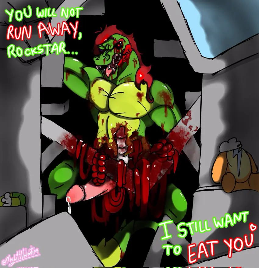 Image solo,1boy,male,penis,erection,humanoid_penis,male_only,digital_media_(artwork),solo_focus,anthro,blood,sharp_teeth,2022,fangs,erect_penis,male_focus,solo_male,humanoid_genitalia,boner,penis_focus,solo_anthro,five_nights_at_freddy's,male_anthro,penis_out,gore,five_nights_at_freddy's:_security_breach,male_ryona,blood_stain,solo_in_panel,masochism,montgomery_gator_(fnaf),body_horror,intestines,mylittvalentine,exposed_bone,entrails,exposed_organs,shattered_montgomery_gator_(fnaf)