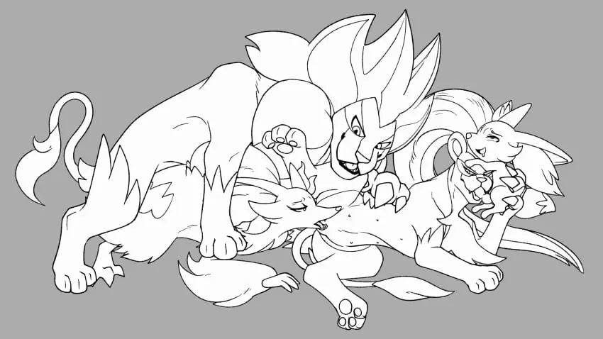 Image female,hi_res,nipples,group_sex,licking,male,oral,penis,pokemon,pokemon_(species),pussy,tongue_out,tongue,sex,fellatio,eyelashes,from_behind_position,male/female,size_difference,anthro,vaginal_penetration,nintendo,monochrome,animated,genitals,claws,paws,cunnilingus,smaller_male,2024,generation_6_pokemon,female/female,penile,animal_genitalia,animal_penis,canine_genitalia,canine_penis,knot,feral,group,larger_female,larger_male,animal_pussy,bisexual,zoophilia,feral_on_feral,anthro_on_feral,pawpads,smaller_female,feline_genitalia,mounting,delphox,bisexual_sandwich,sandwich_position,fennekin,feline_pussy,pyroar,suns_(artist)