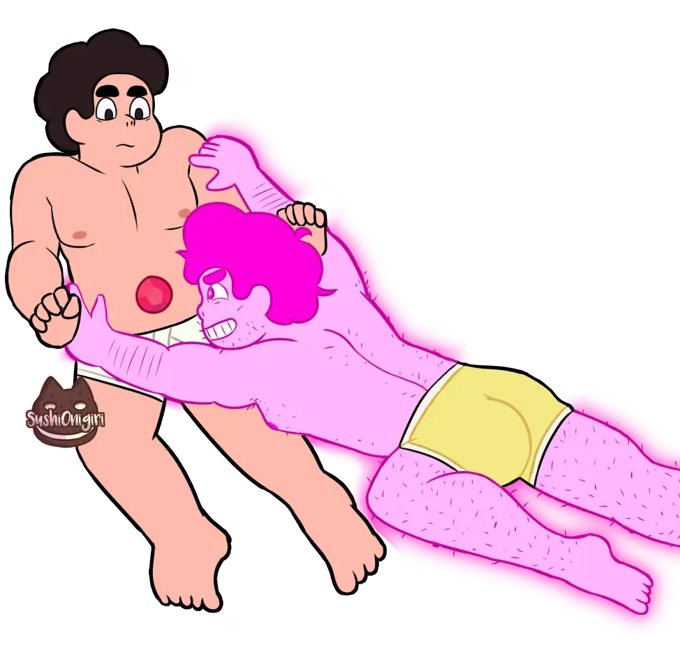 Image clothing,pants,shirt,smile,male,underwear,barefoot,feet,2boys,hair,half-closed_eyes,gay,underwear_only,looking_at_another,pink_body,facial_hair,cartoon_network,briefs,hairy,transparent_background,gem_(species),steven_universe,steven_quartz_universe,chad_steven,steven_universe_future,pink_steven,gem_hybrid
