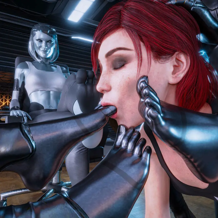 Image female,red_hair,feet,foot_fetish,closed_eyes,3d,soles,foot_focus,metallic_body,robot,robot_girl,mass_effect,grabbing_head,mass_effect_3,foot_lick,caucasian,foot_worship,commander_shepard,edi,femshep,atomic_heart,caucasian_female,sucking_toes,the_twins_(atomic_heart),dais1984,best_feet,bliss
