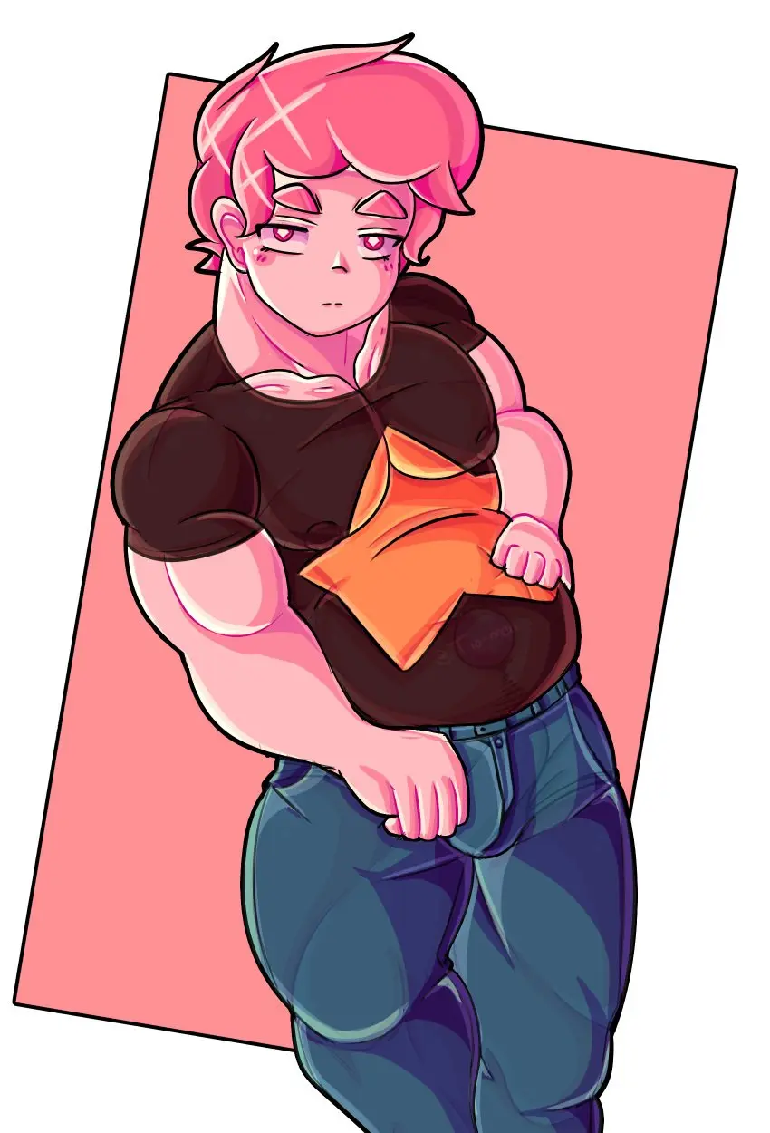 Image clothed,pants,shirt,solo,male,male_only,gay,clothed_male,steven_universe,steven_quartz_universe,chad_steven,steven_universe_future,safe,pink_steven,diamond-shaped_pupils