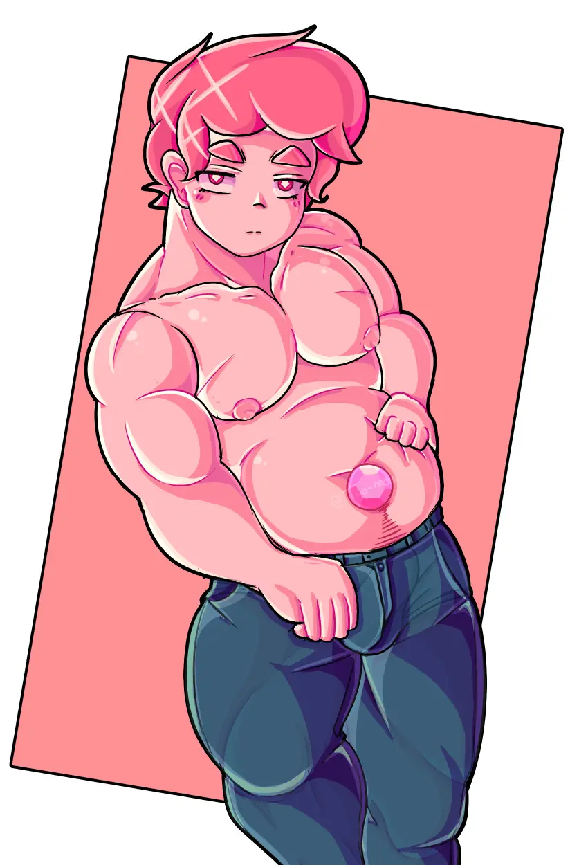 Image pants,solo,male,male_only,gay,steven_universe,steven_quartz_universe,chad_steven,steven_universe_future,pink_steven,diamond-shaped_pupils