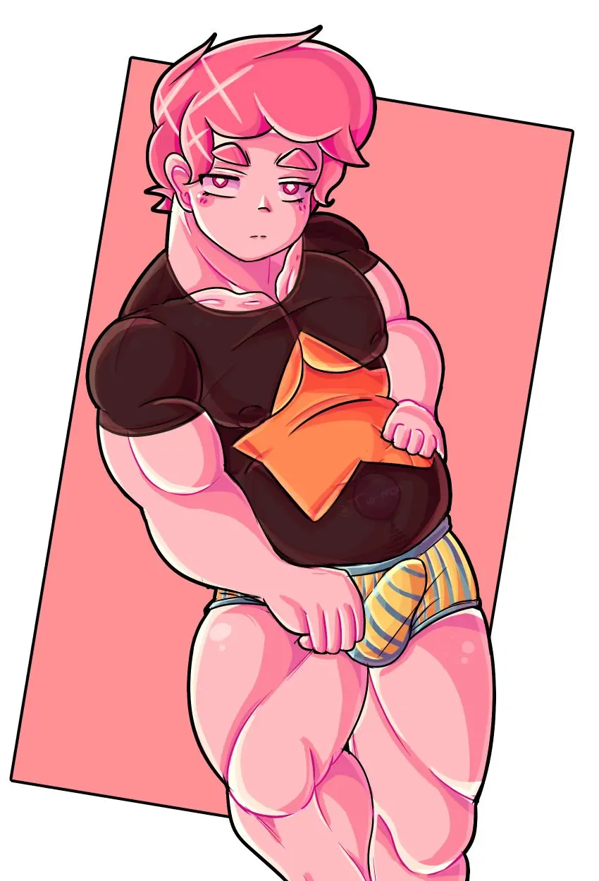 Image shirt,solo,male,underwear,male_only,gay,steven_universe,steven_quartz_universe,chad_steven,steven_universe_future,pink_steven,diamond-shaped_pupils
