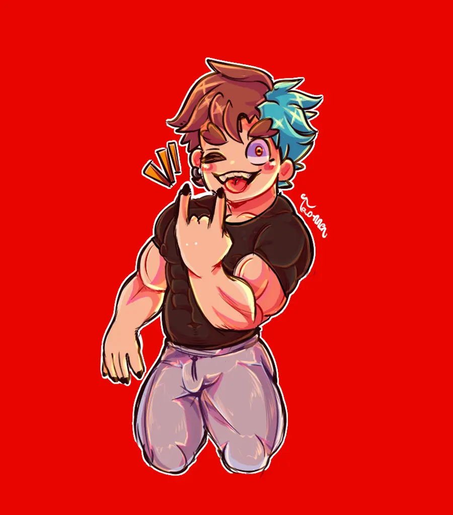 Image male,original_character,gay,self_upload,oc,toony_face,muscles,cute_boy