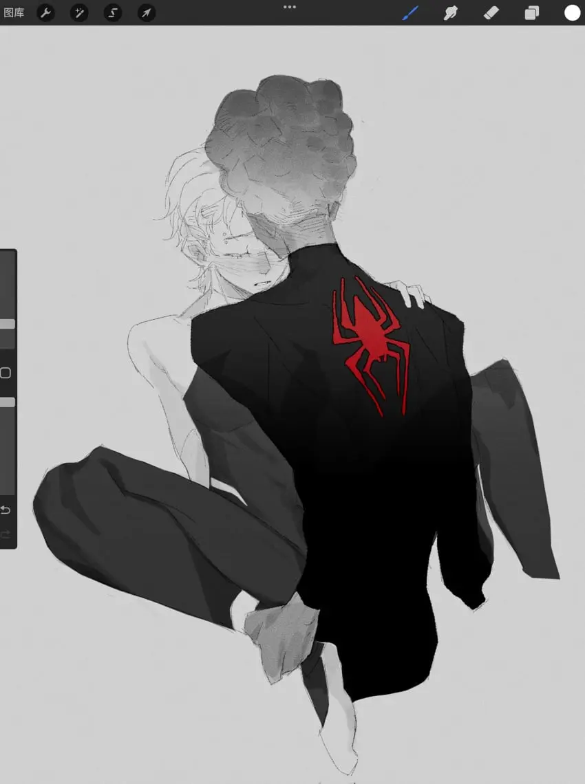 Image female,male,dark-skinned_male,dark_skin,2d,sketch,marvel,marvel_comics,superheroine,eyebrow_piercing,superhero_costume,superhero,gwen_stacy,spider-gwen,gwen_stacy_(spider-verse),spider-man:_across_the_spider-verse,spider-man:_into_the_spider-verse,miles_morales,miles_morales_(spider-verse),knochen