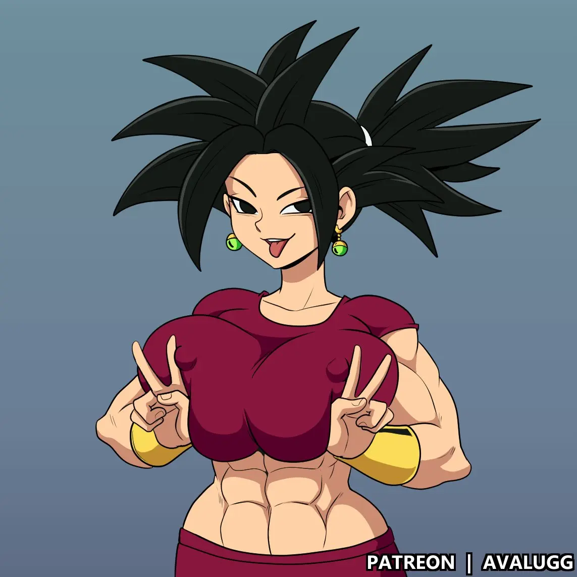 Image 1girls,breasts,female,female_only,large_breasts,solo,muscular,dragon_ball,alternate_breast_size,muscular_female,dragon_ball_super,muscles,fusion,kefla,potara_earrings,potara_fusion,avalewds,darksideava