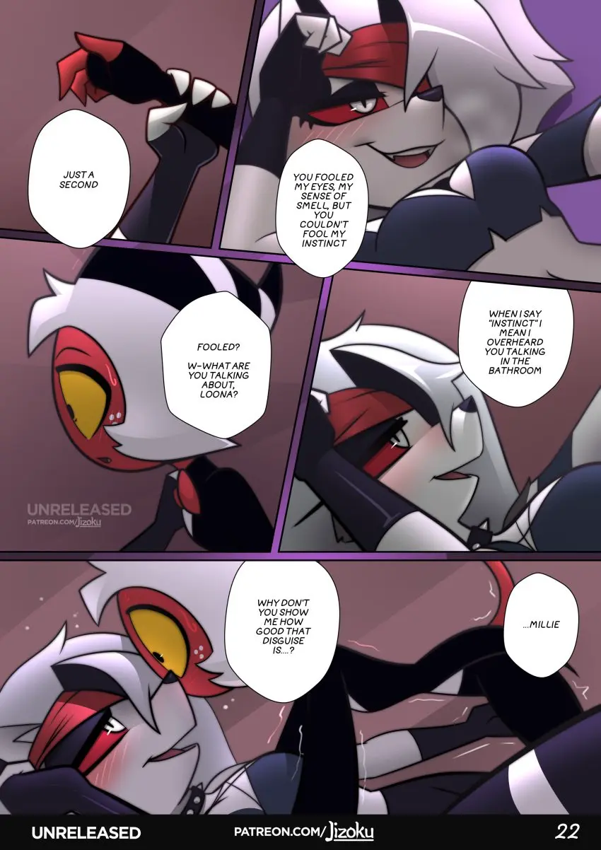 Image female,thighhighs,demon_tail,furry,text,tagme,demon,demon_girl,demon_horns,comic,wolf,dialogue,english_text,thigh_highs,2024,2020s,demon_humanoid,hellhound,helluva_boss,loona_(helluva_boss),imp,demoness,moxxie_(helluva_boss),millie_(helluva_boss),page_22,jizoku,a_night_with_loona_2