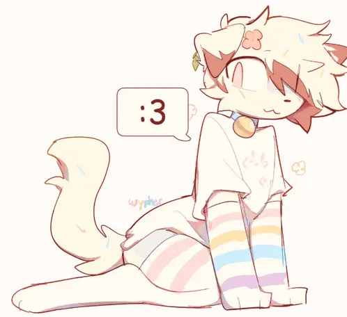 Image solo,1boy,male,tail,furry,cute_male,femboy,male_only,ear,anthro,pink_eyes,collar,dog_boy,pastel,uwu,wypher,wypher_(koiwypher)