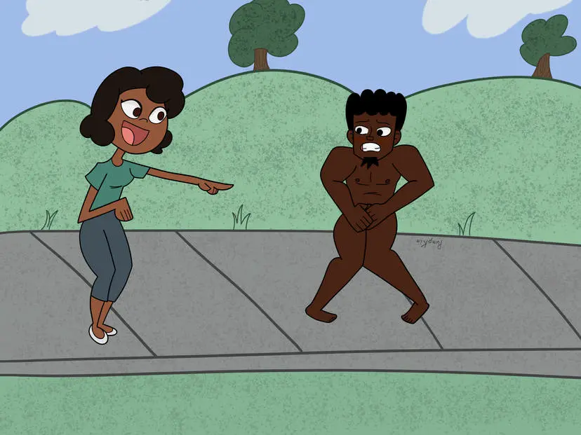 Image male,nude,dark-skinned_male,embarrassed,nude_male,naked,public,embarrassed_nude_male,covering,toony,naked_male,covering_crotch,brown_skin,very_dark_skin,public_nudity,public_exposure,african_male,public_humiliation,enm,heretwowoomy,nude_in_public,pumpkim,upsidedownpumpkim,upsidedownpumpkin,emmit_nathan_malcom