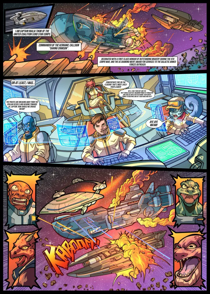 Image sci-fi,comic,comic_page,english_text,spacesuit,space,spacecraft,webcomic,battle,science_fiction,page_1,galaxy_of_scum,nialia_tikwi,skyfantasystudios,space_battle