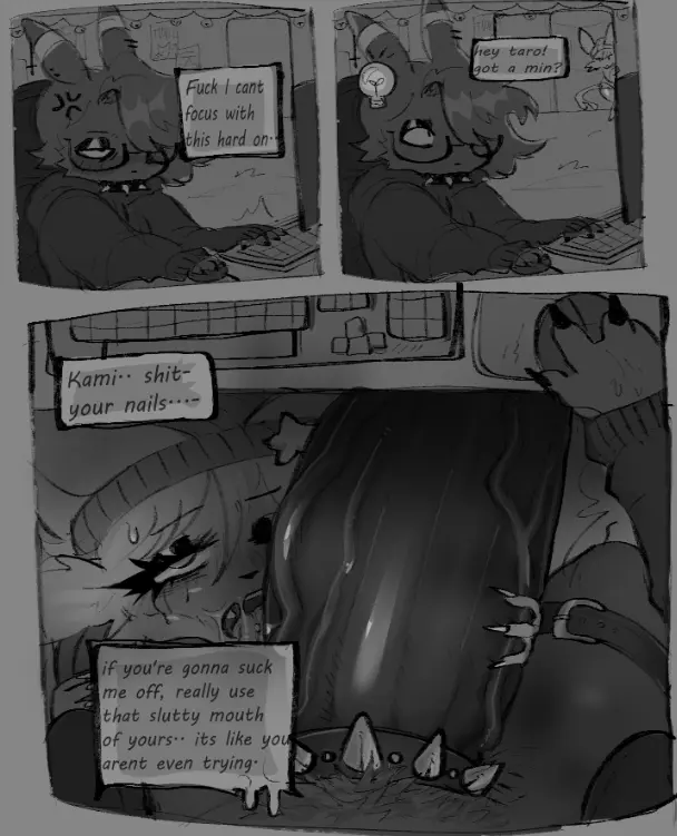 Image clothing,female,eeveelution,male,penis,pokemon,pokemon_(species),umbreon,big_penis,duo,accessory,jewelry,eyewear,glasses,hair,huge_cock,male/female,anthro,text,nintendo,monochrome,collar,genitals,dialogue,english_text,hyper_penis,taro_(evilpenislair),computer,breath,hoodie,electronics,topwear,heart_symbol,pubes,spikes,hyper,hyper_genitalia,spiked_collar,cock_ring,generation_2_pokemon,cross,espeon,kittrumi,penis_accessory,penis_jewelry,running_makeup,kami_(kittrumi),under_the_table,computer_keyboard,spiked_cock_ring,taro_(sex_warlock),ear_markings,idea_bulb