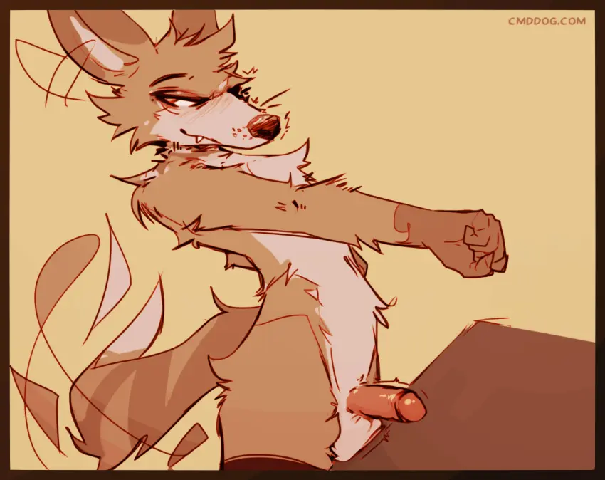 Image blush,simple_background,solo,male,penis,erection,humanoid_penis,digital_media_(artwork),yellow_background,balls,anthro,tan_body,canid,canine,canis,fur,genitals,mammal,multicolored_body,multicolored_fur,foreskin,uncircumcised,retracted_foreskin,2024,biped,white_body,humanoid_genitalia,brown_fur,markings,tan_fur,brown_body,gloves_(marking),white_balls,white_fur,stretching,countershade_torso,countershading,coyote,monotone_background,border,black_border,ear_twitch,lawyerdog,cantio_(lawyerdog)