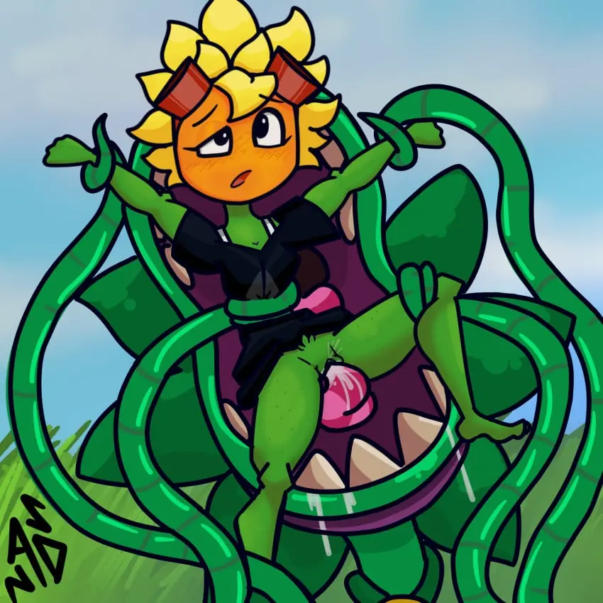 Image sunflower,plants_vs_zombies,chomper_(pvz),solar_flare_(pvz),artemisadraw